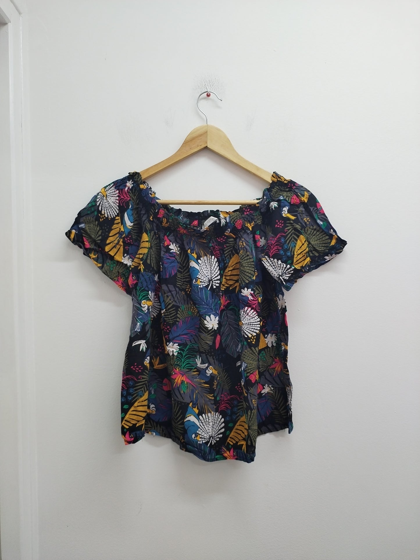 Tunique manches courtes Gémo noire imprimée Taille 38