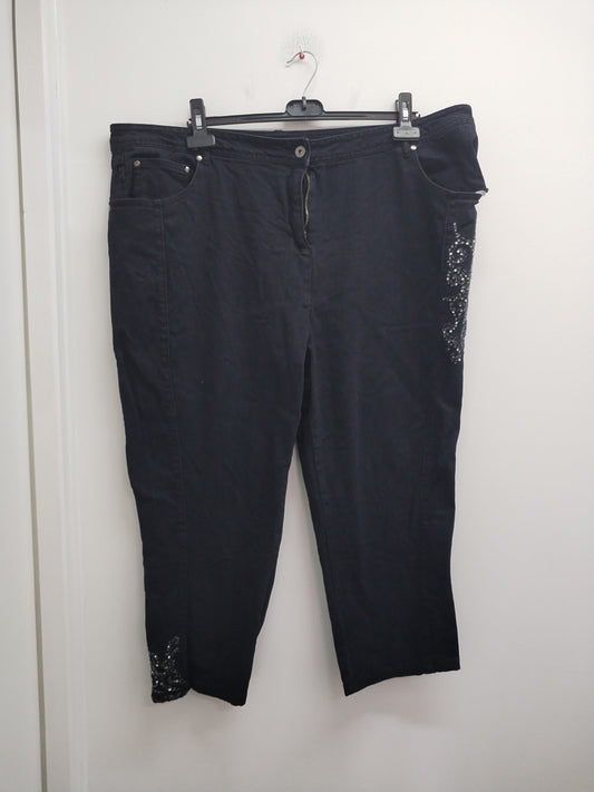 Pantacourt en jeans Noir avec strass Taille 54