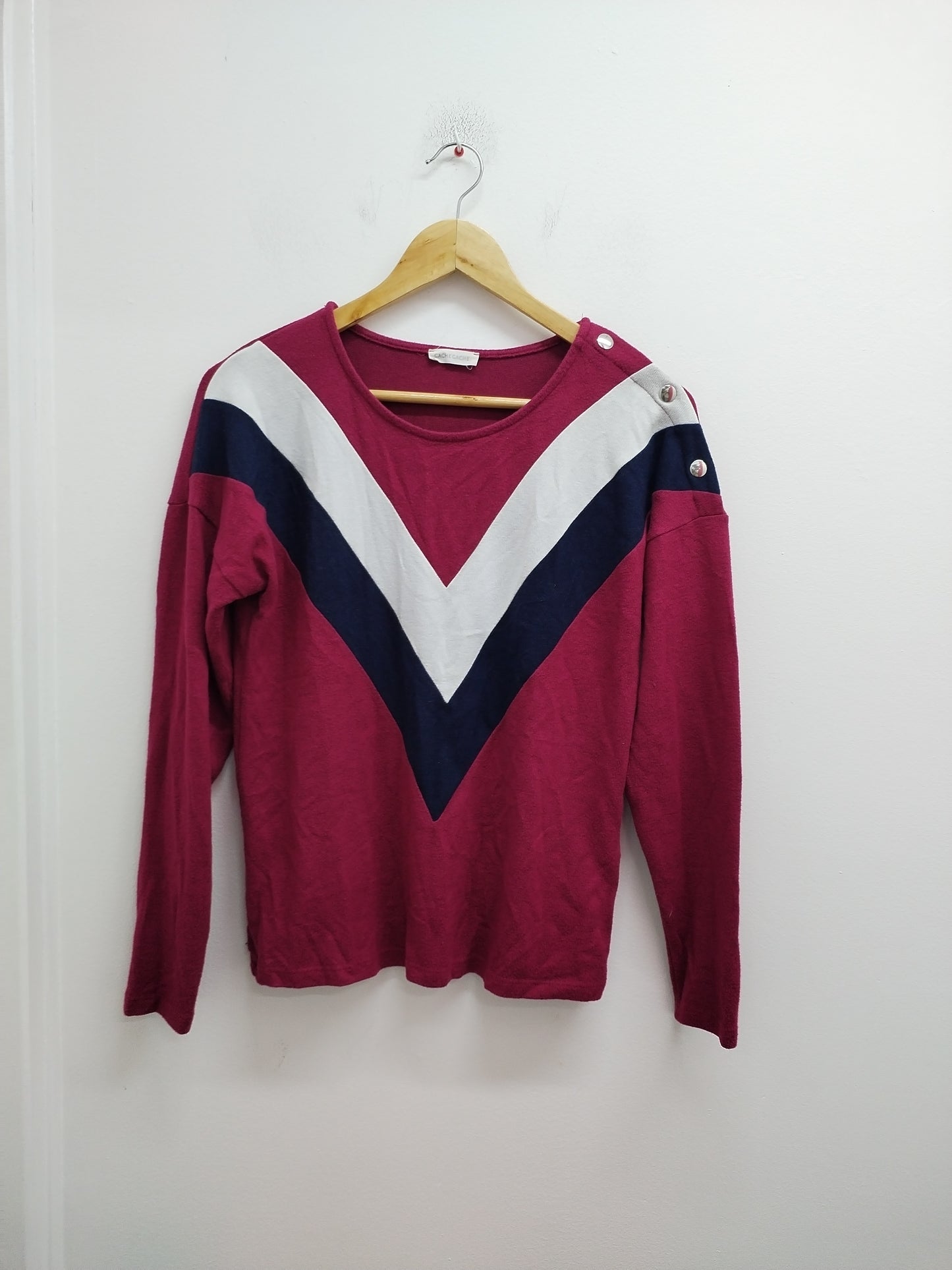 Pull fin Cache-Cache bordeaux, blanc et marine Taille S