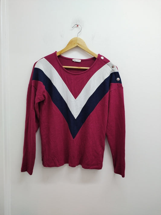 Pull fin Cache-Cache bordeaux, blanc et marine Taille S