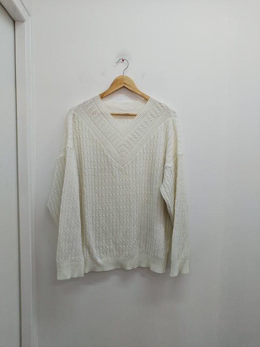 Pull fin mailles torsadées blanc Taille XXL