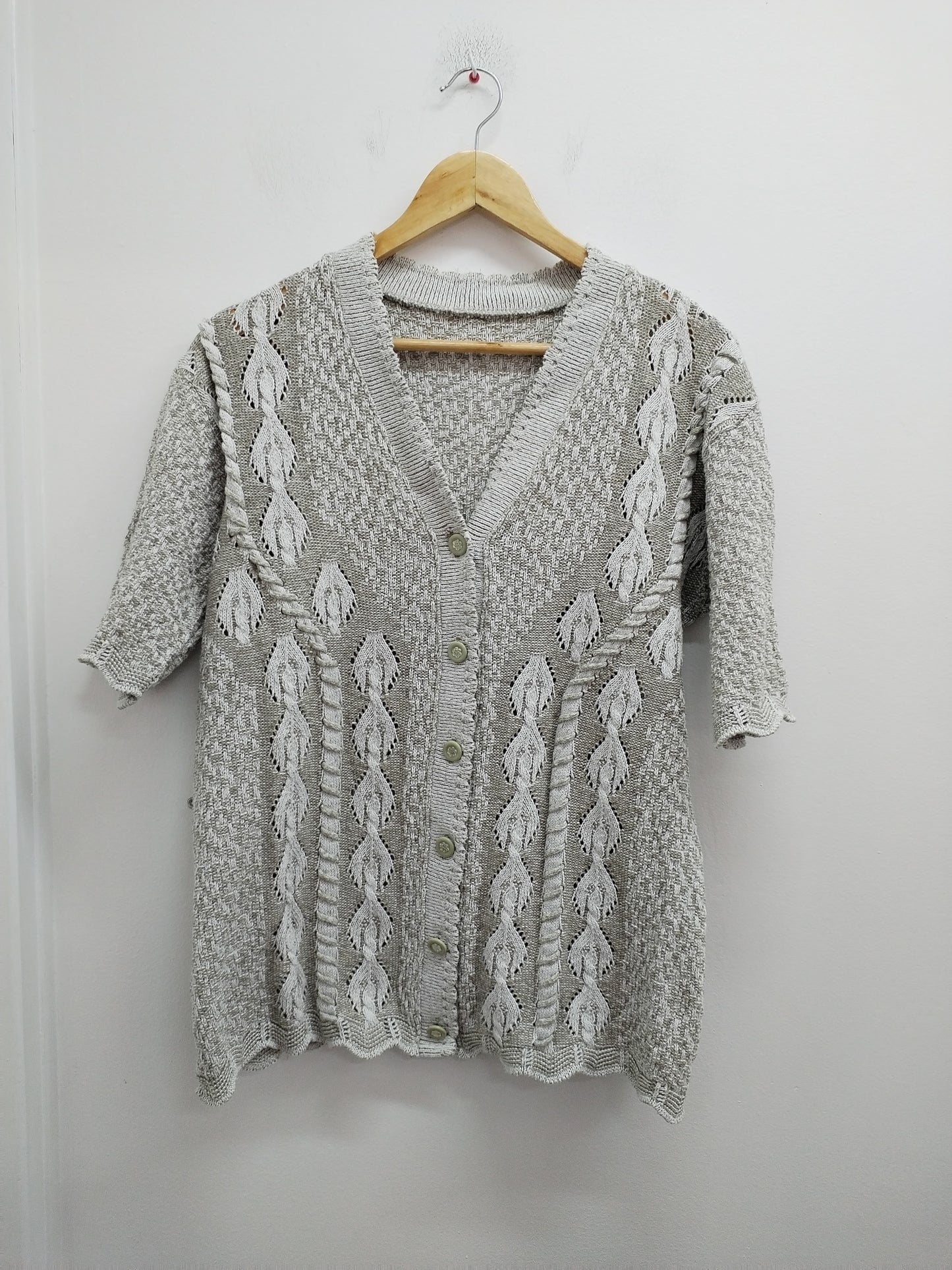 Gilet manches courtes en maille beige chiné Taille XL