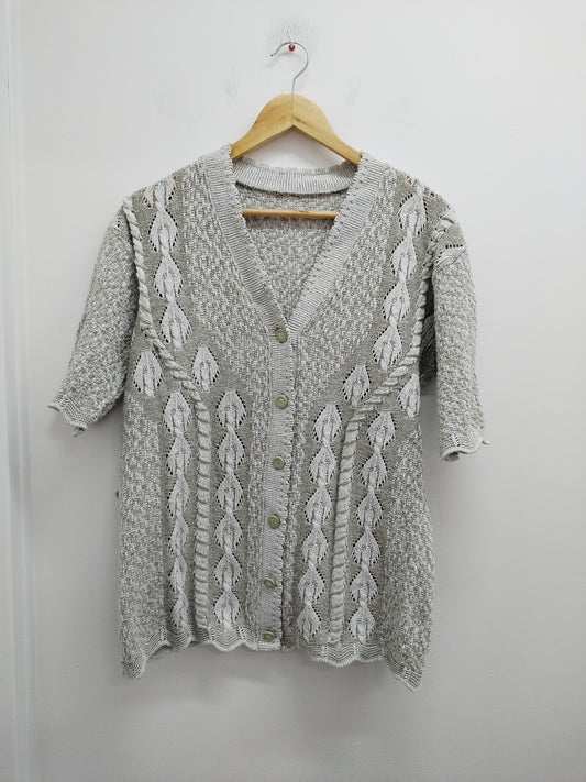 Gilet manches courtes en maille beige chiné Taille XL