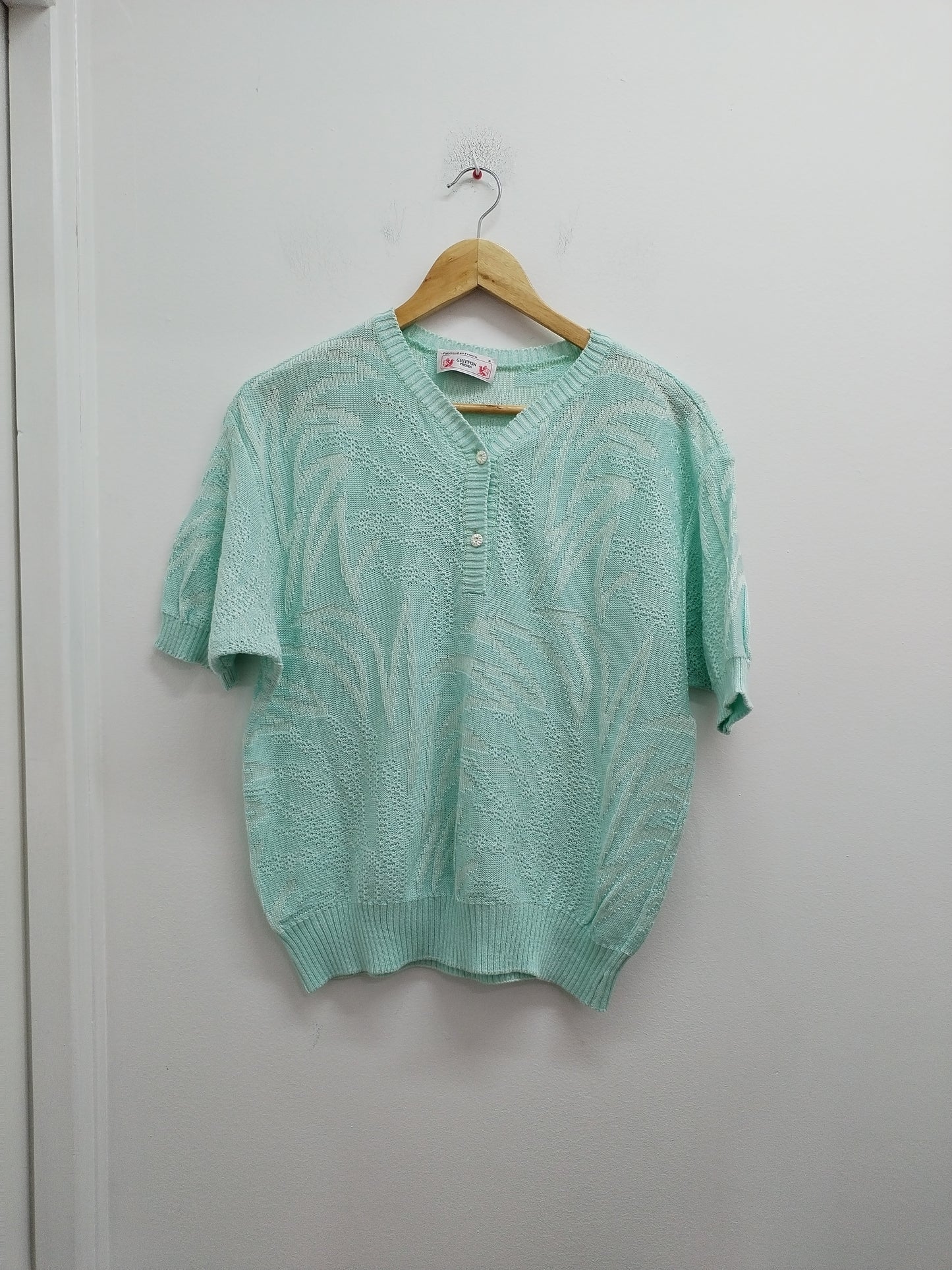 Pull manches courtes Griffon turquoise Taille XL