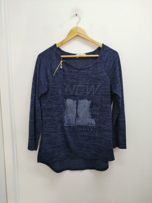Pull fin Premium marine chiné Taille L/XL