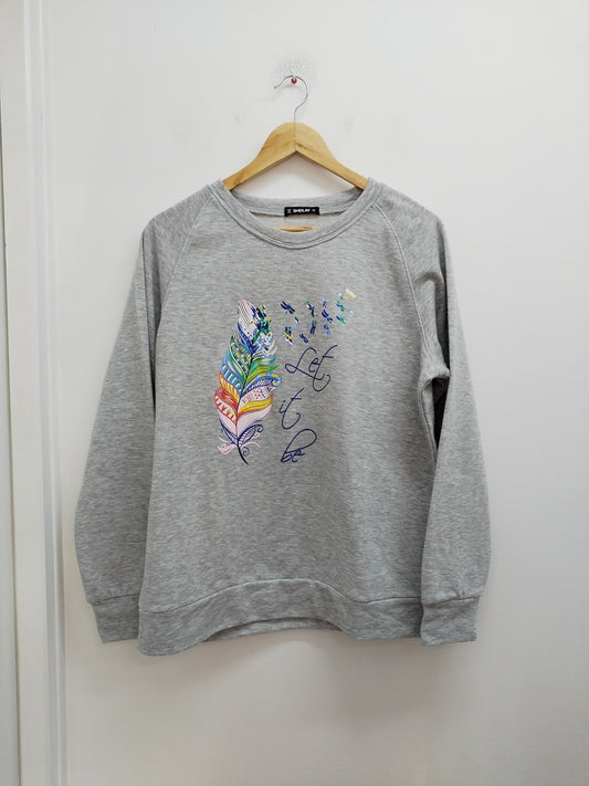 Sweat Sheilay gris chiné avec impression Taille L