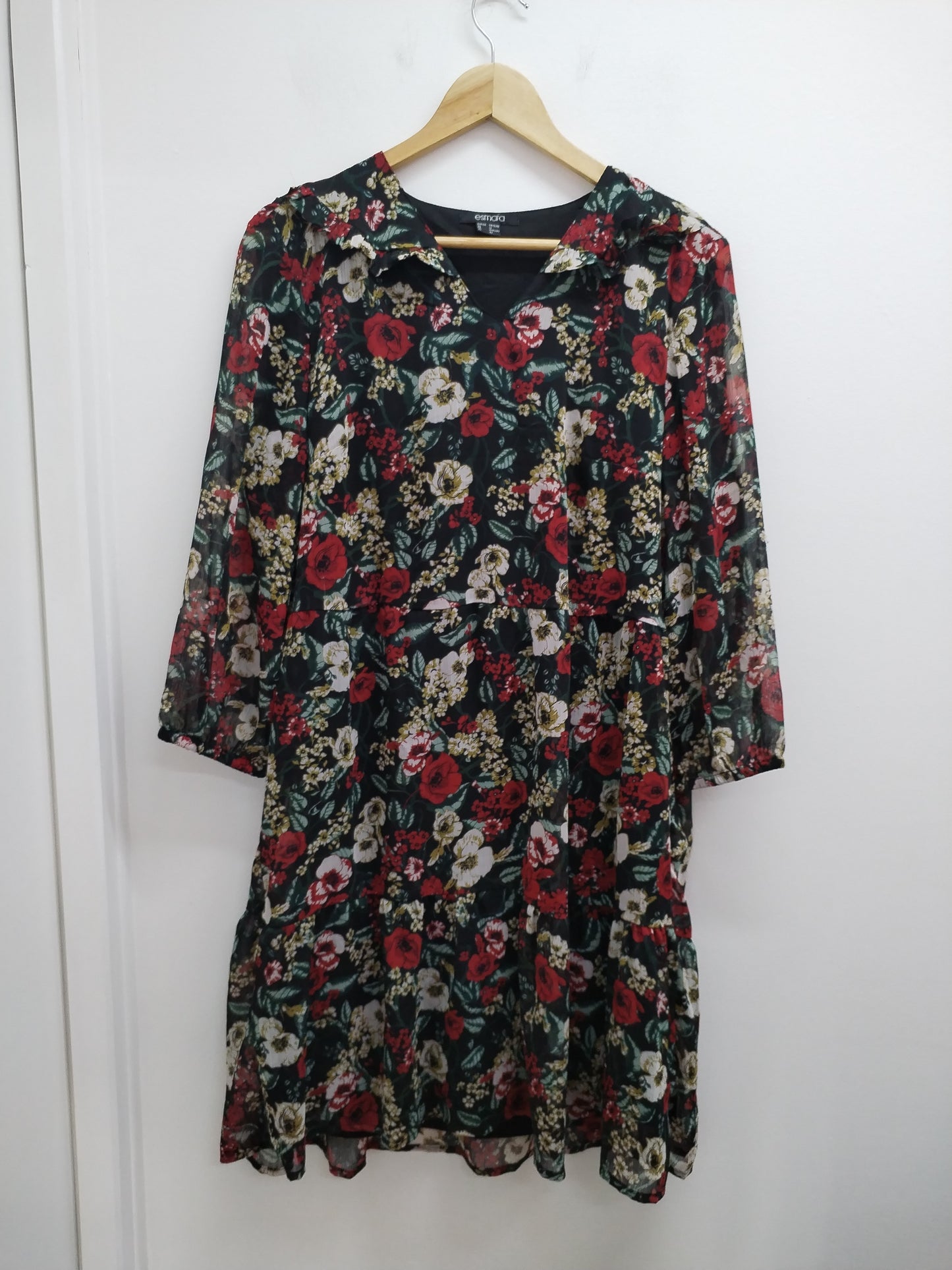 Robe manches 3/4 Esmara noire imprimée Taille 42