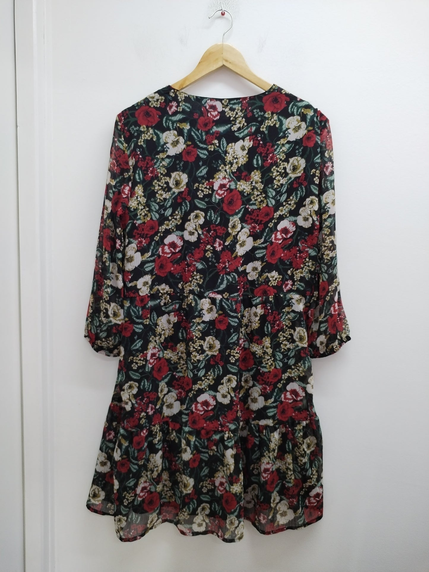 Robe manches 3/4 Esmara noire imprimée Taille 42