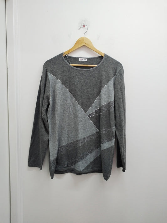 Pull fin Damart gris avec strass Taille 46/48