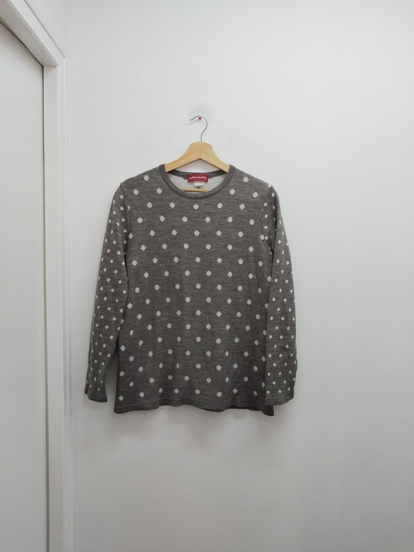 Pull La Maison du Jersey taupe à pois Taille M