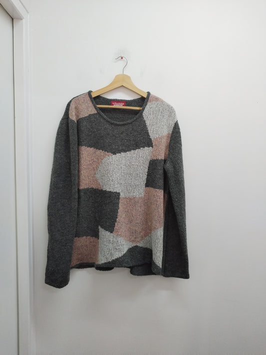 Pull La Maison du Jersey gris, rose et blanc Taille 50