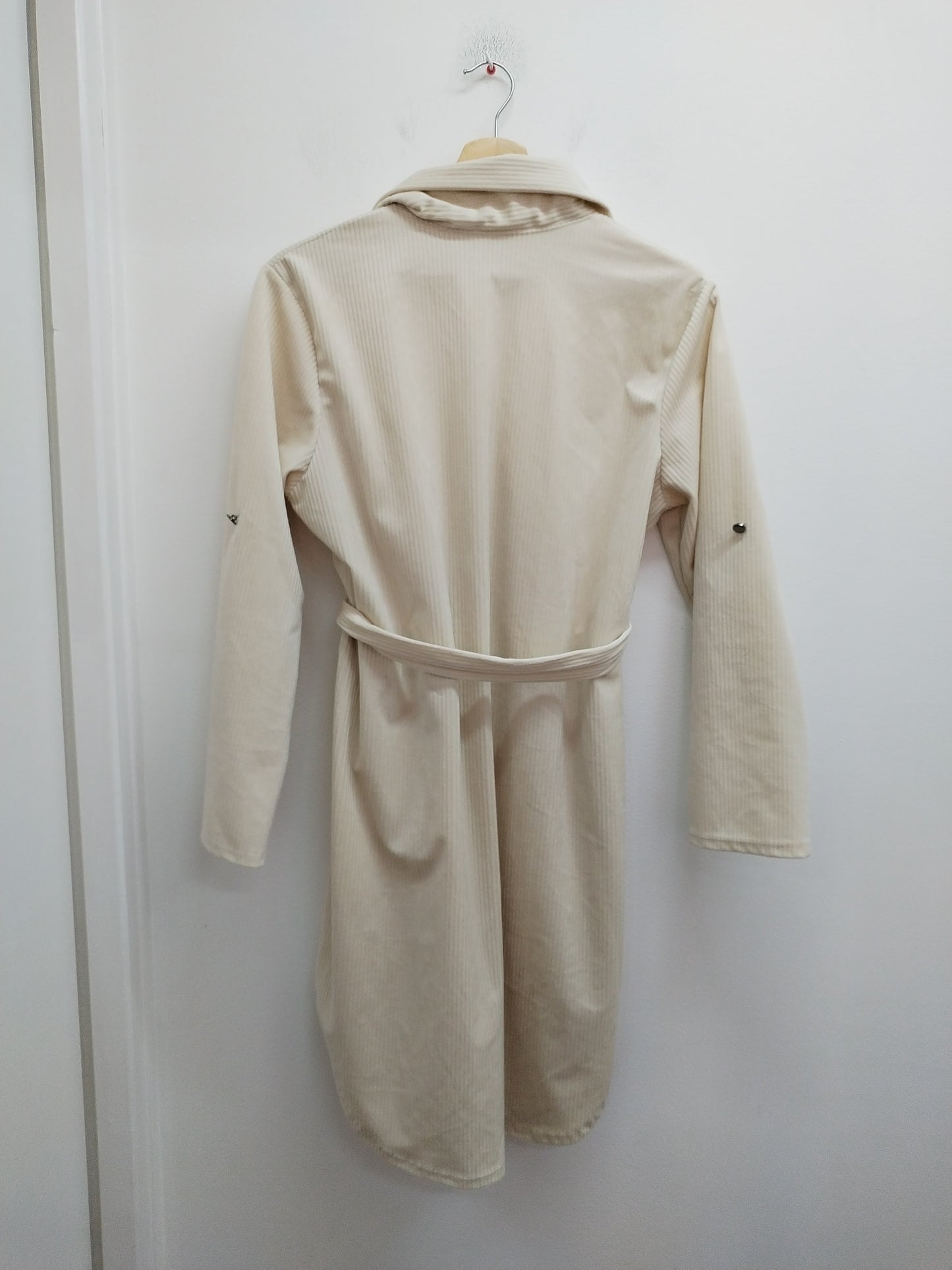 Robe chemise manches longues en velours beige Taille M