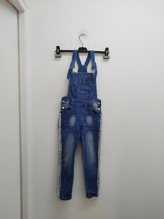 Salopette en jeans Kids Mode bleue avec strass Taille 8 Ans
