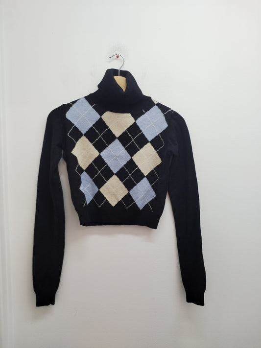 Pull court Jennyfer noir à carreaux Taille S