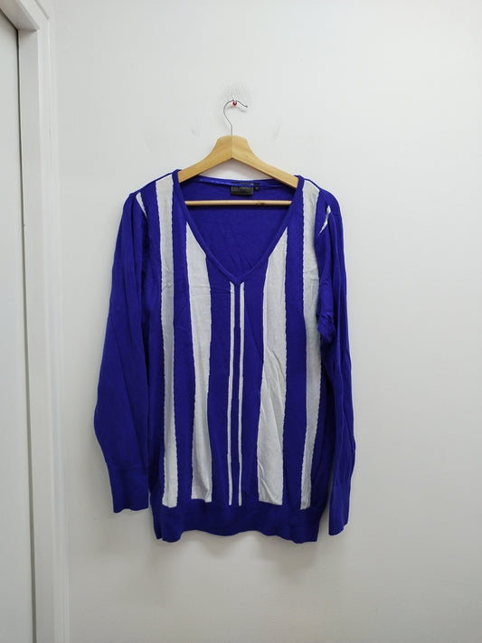 Pull fin Bon Prix Collection bleu et blanc Taille 48/50