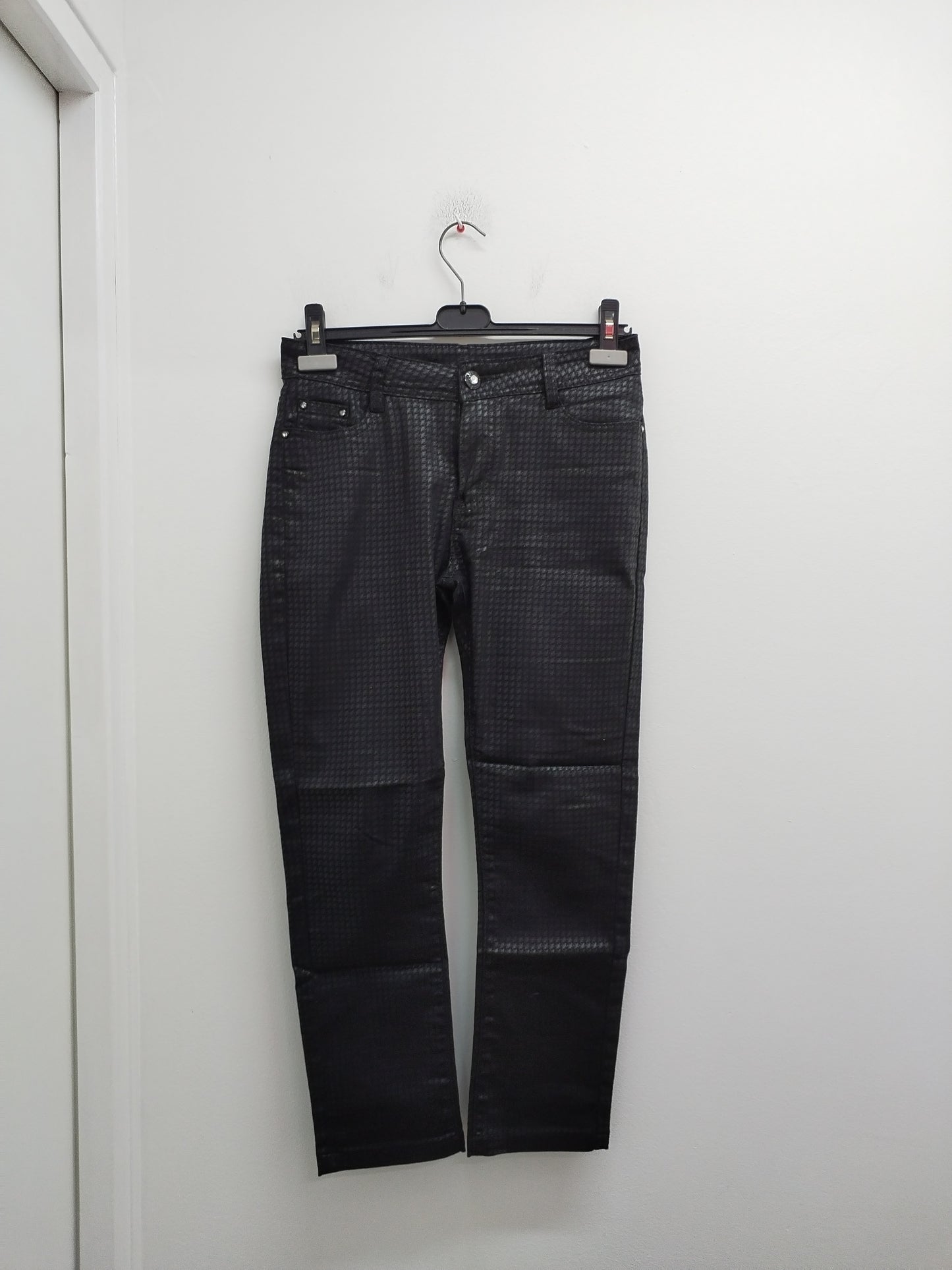 Pantalon noir motifs "pied de poule" Taille 38