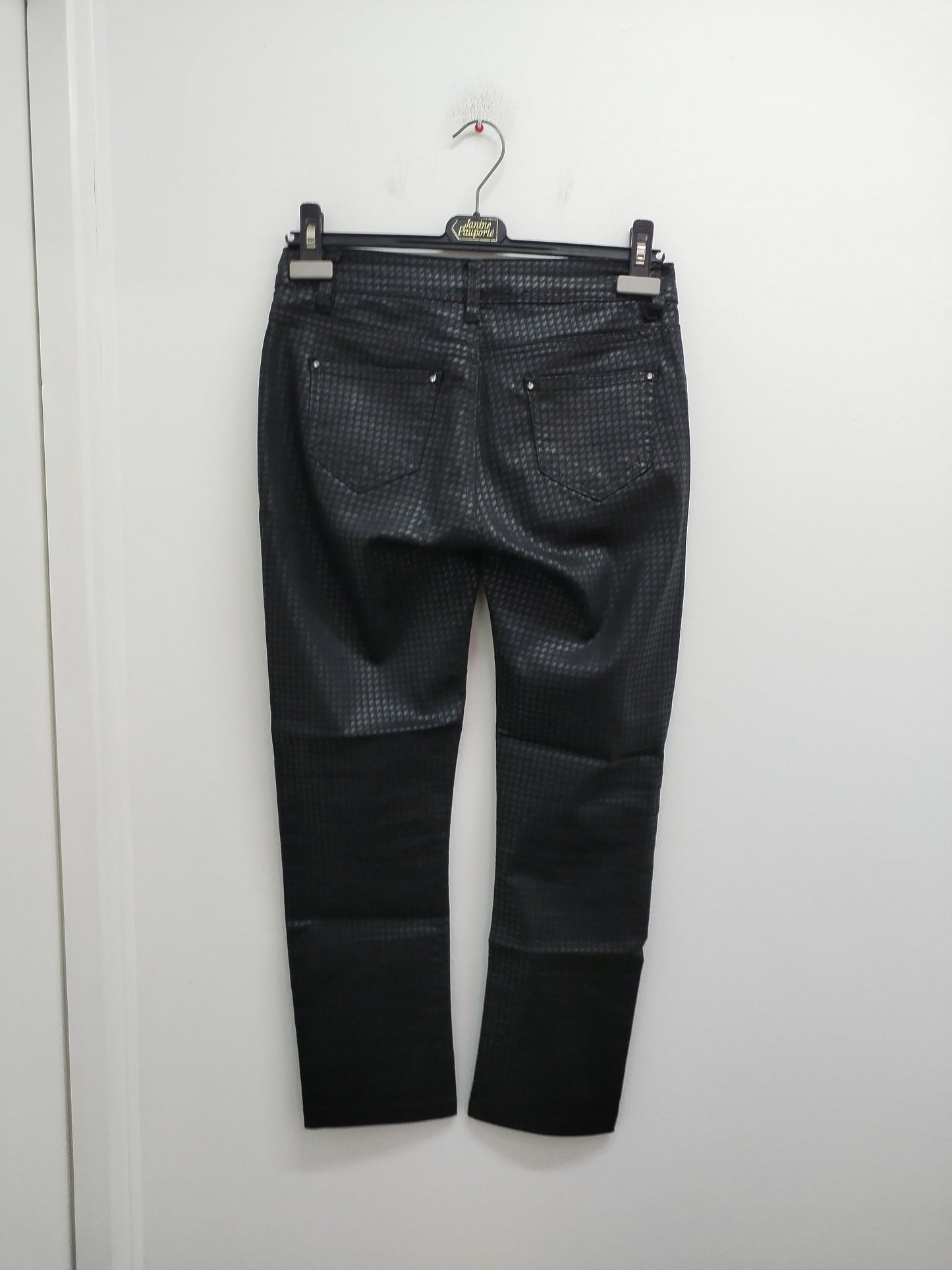 Pantalon noir motifs "pied de poule" Taille 38