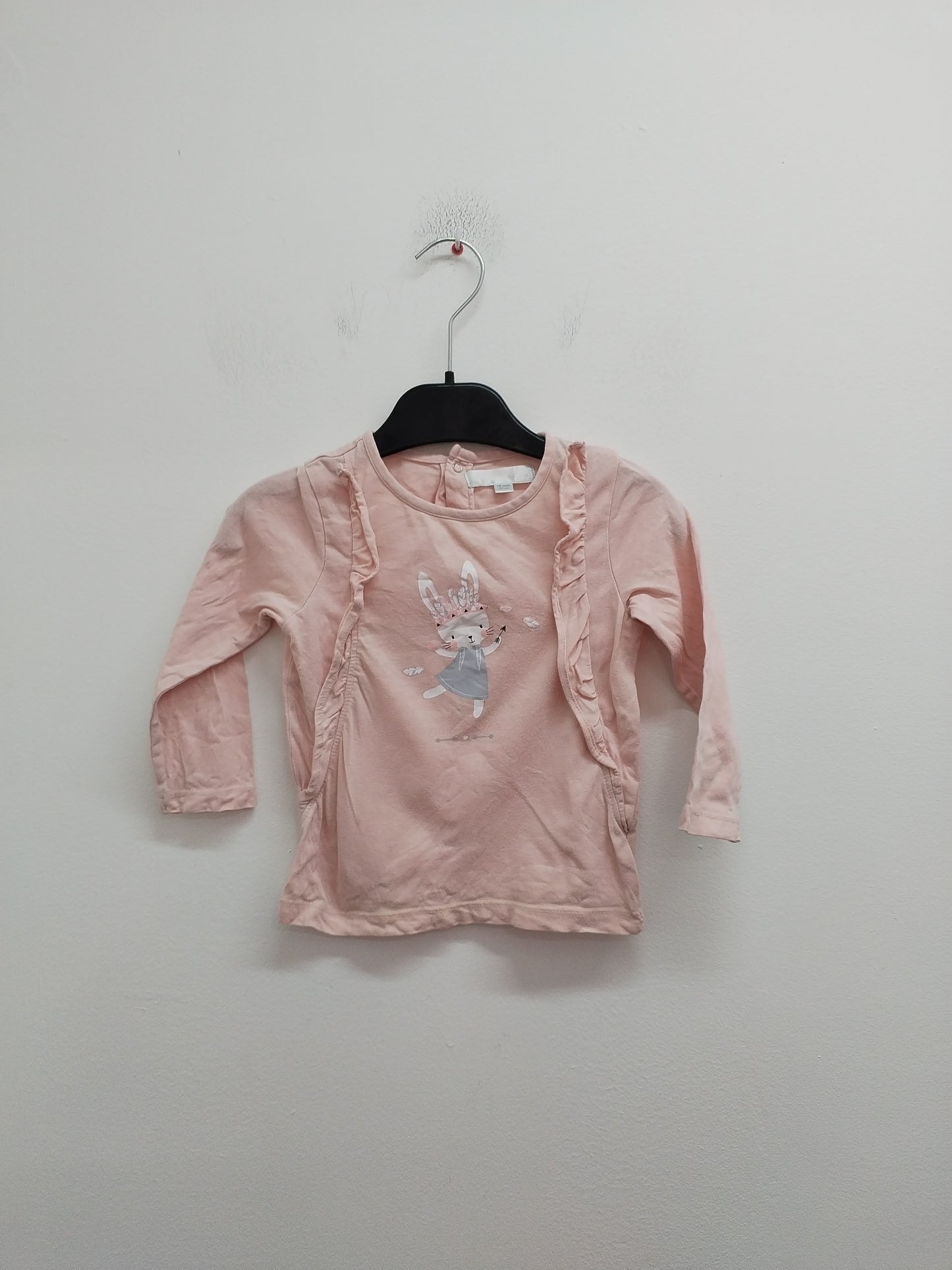 T-shirt manches longues Mes Petits Cailloux rose avec impression Taille 18 Mois