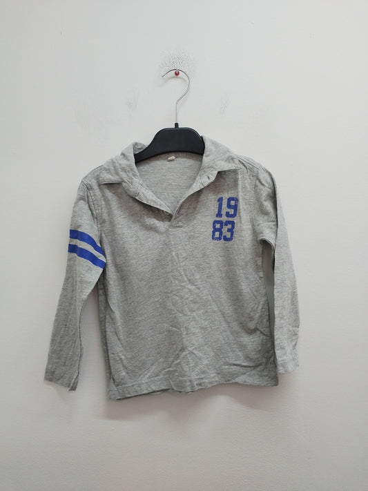 Polo manches longues gris Taille 2/3 Ans