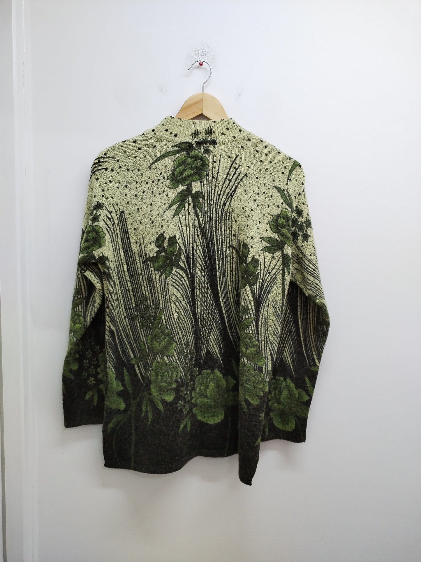 Pull Weihong beige/vert imprimé Taille L