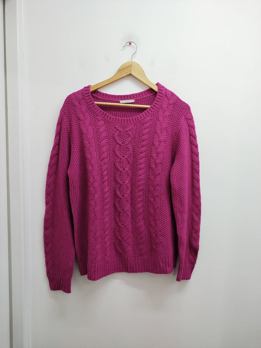 Pull grosses mailles Blancheporte fuchsia Taille 46/48