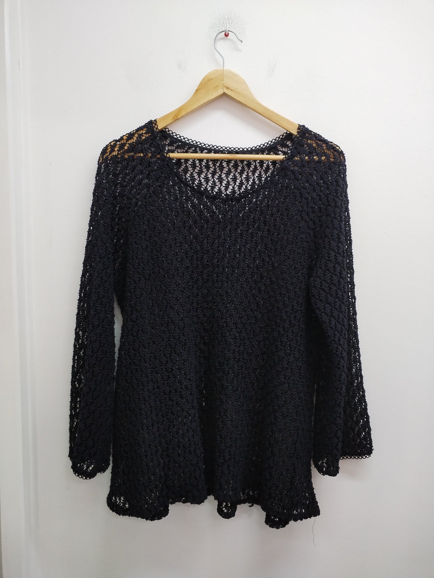 Pull mailles ajourées noir Taille XL