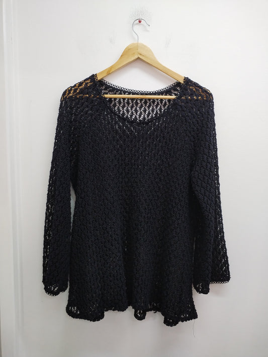 Pull mailles ajourées noir Taille XL