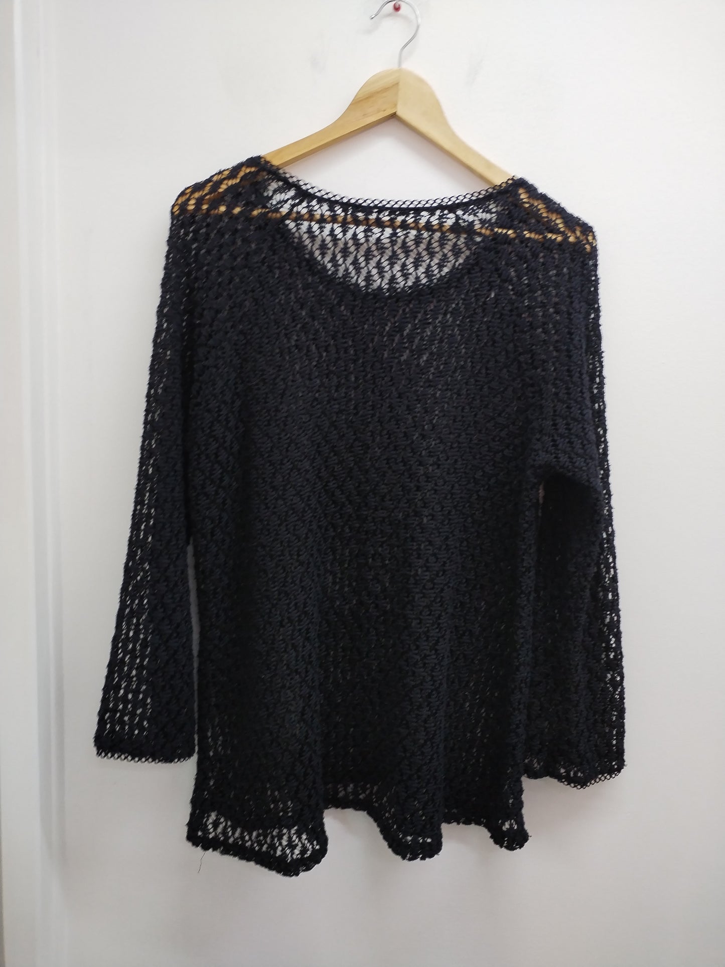 Pull mailles ajourées noir Taille XL