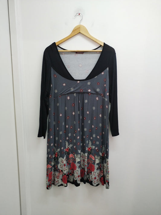 Robe manches longues Blancheporte noire et grise à motifs Taille 46/48