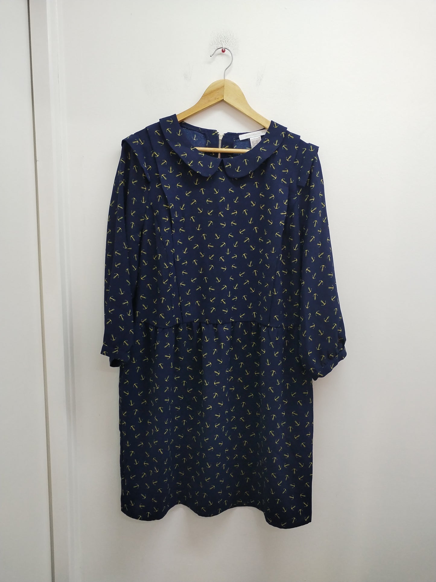Robe manches 3/4 Mademoiselle R marine avec motifs "ancre" Taille 48