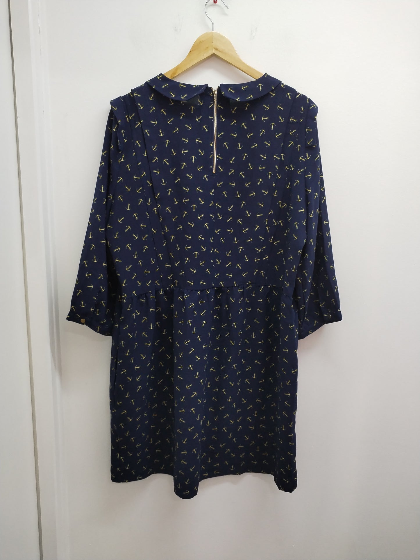 Robe manches 3/4 Mademoiselle R marine avec motifs "ancre" Taille 48