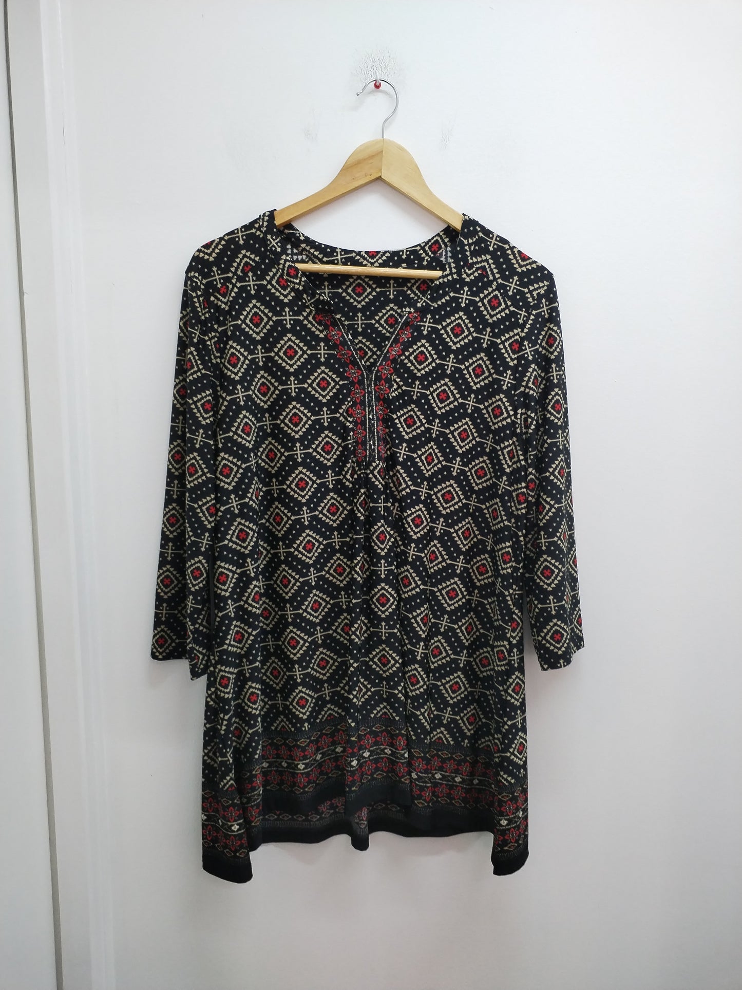 Tunique manches 3/4 noire imprimée Taille XL