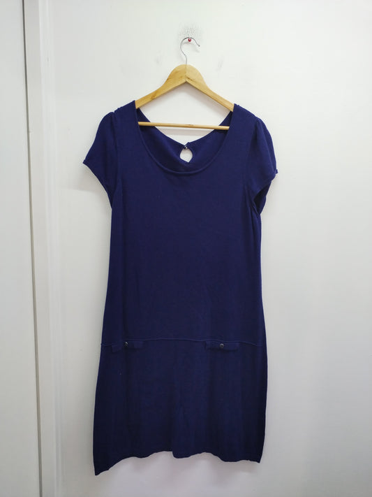 Robe pull manches courtes bleue foncée Taille L