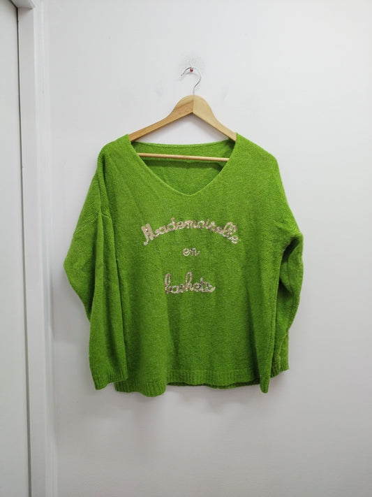 Pull Mademoiselle en Baskets vert pomme Taille M