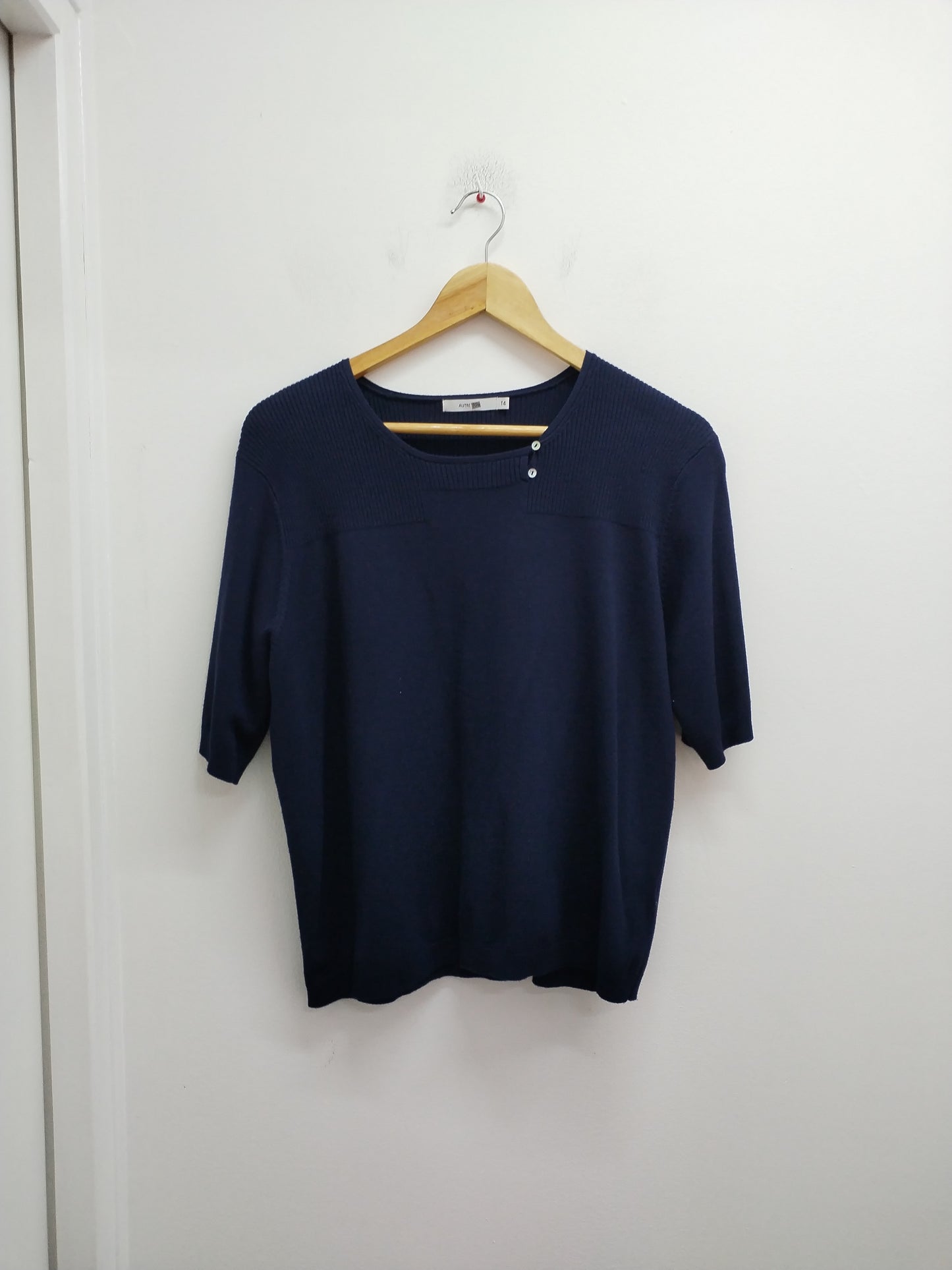 Pull fin manches courtes Autre Ton marine Taille L