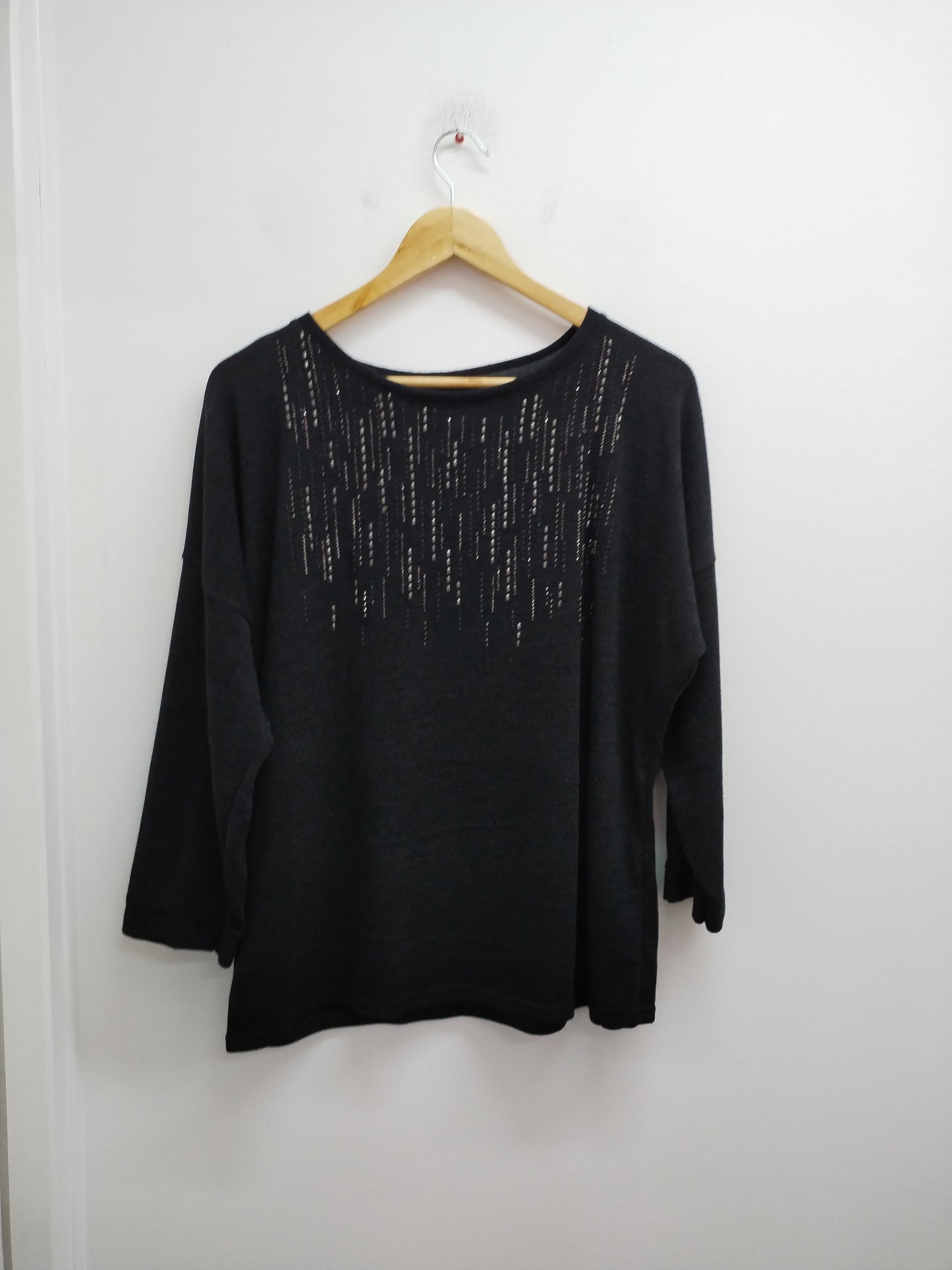Pull fin manches 3/4 avec strass Taille XL