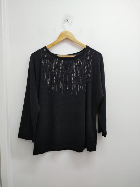 Pull fin manches 3/4 avec strass Taille XL