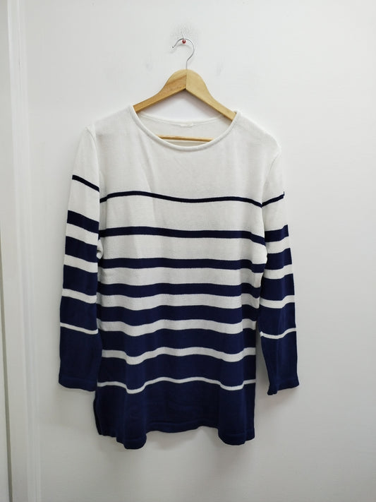 Pull rayé blanc et marine Taille XL