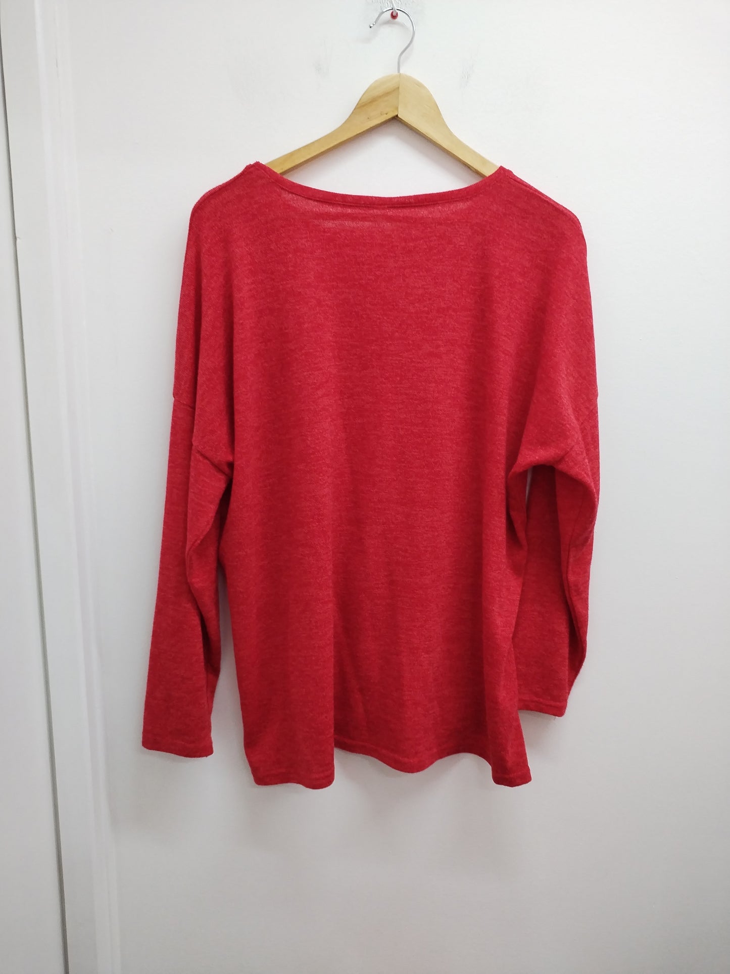 Pull fin rouge chiné avec strass Taille 2XL