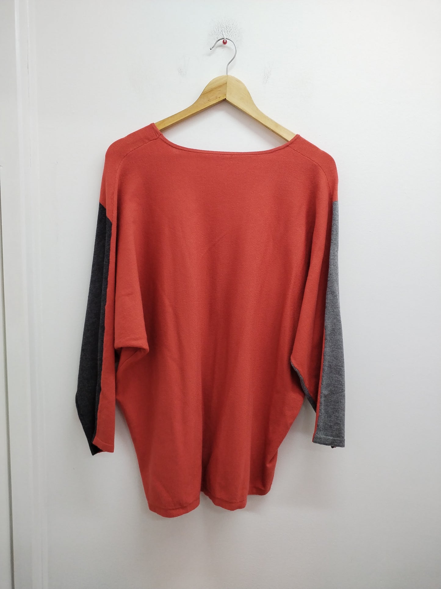 Pull manches 3/4 rouille et gris Taille 2XL