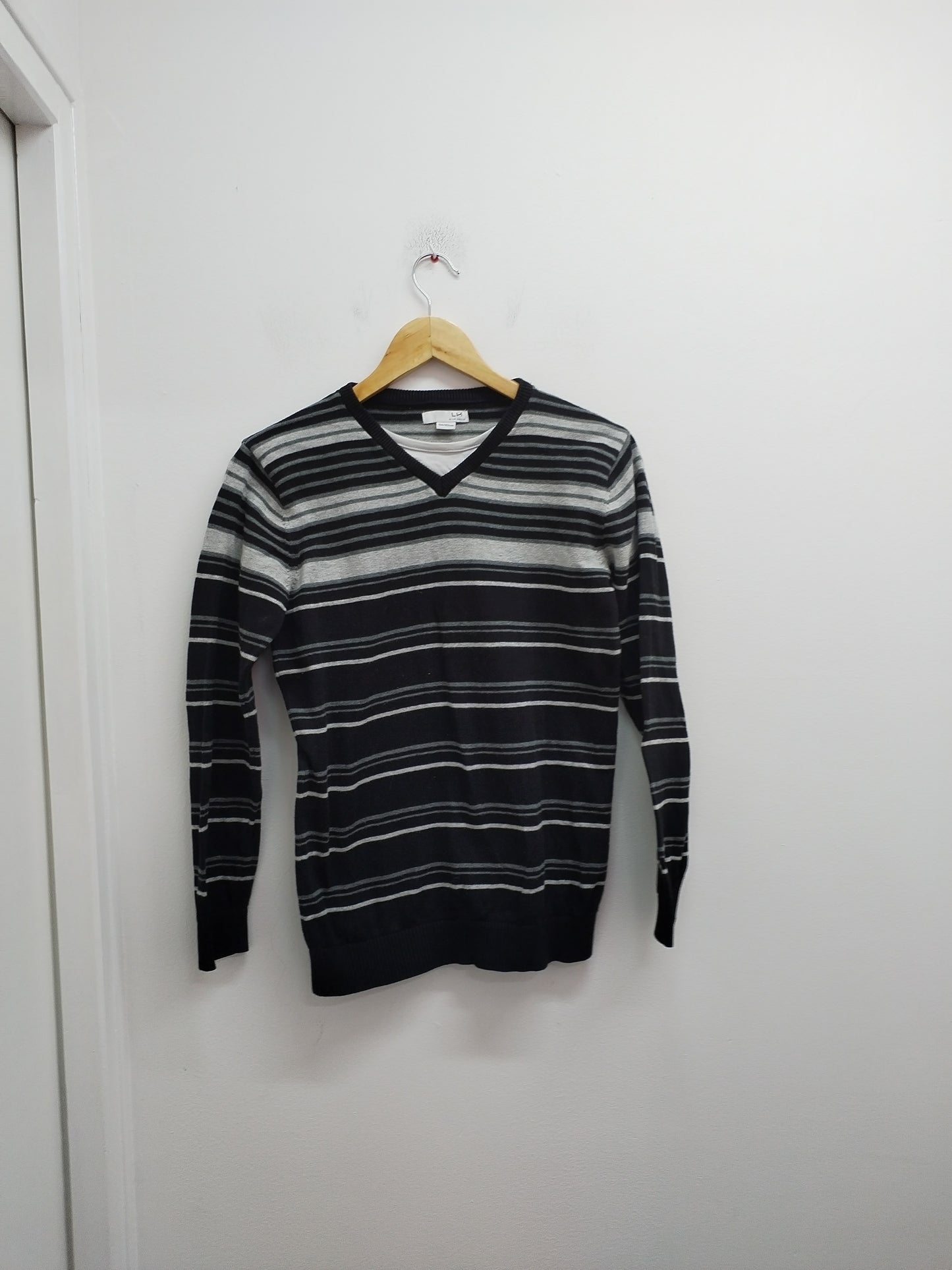 Pull fin La Halle rayé noir et blanc Taille 12 Ans