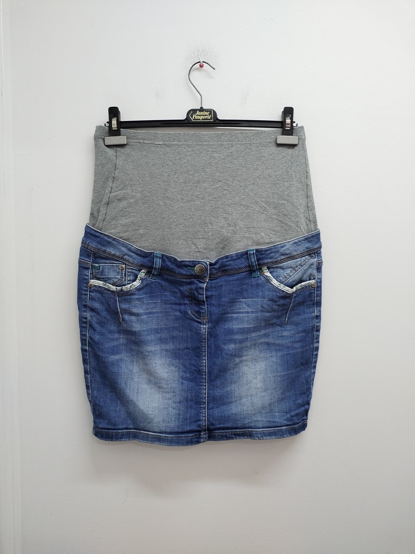 Jupe en jeans de grossesse avec bandeau Yessica bleue Taille 42