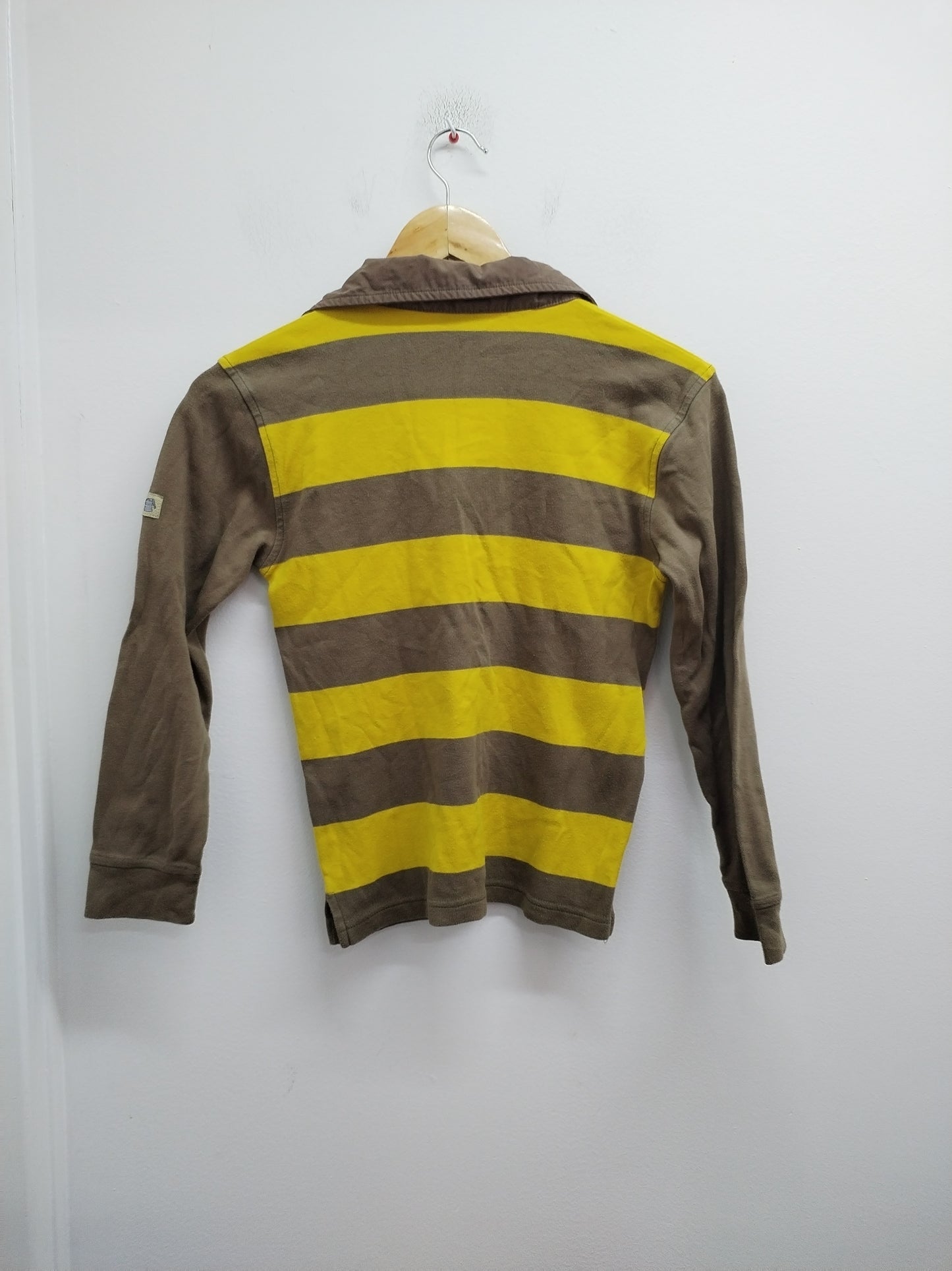 Polo manches longues Armor Kids rayé marron et jaune Taille 12 Ans