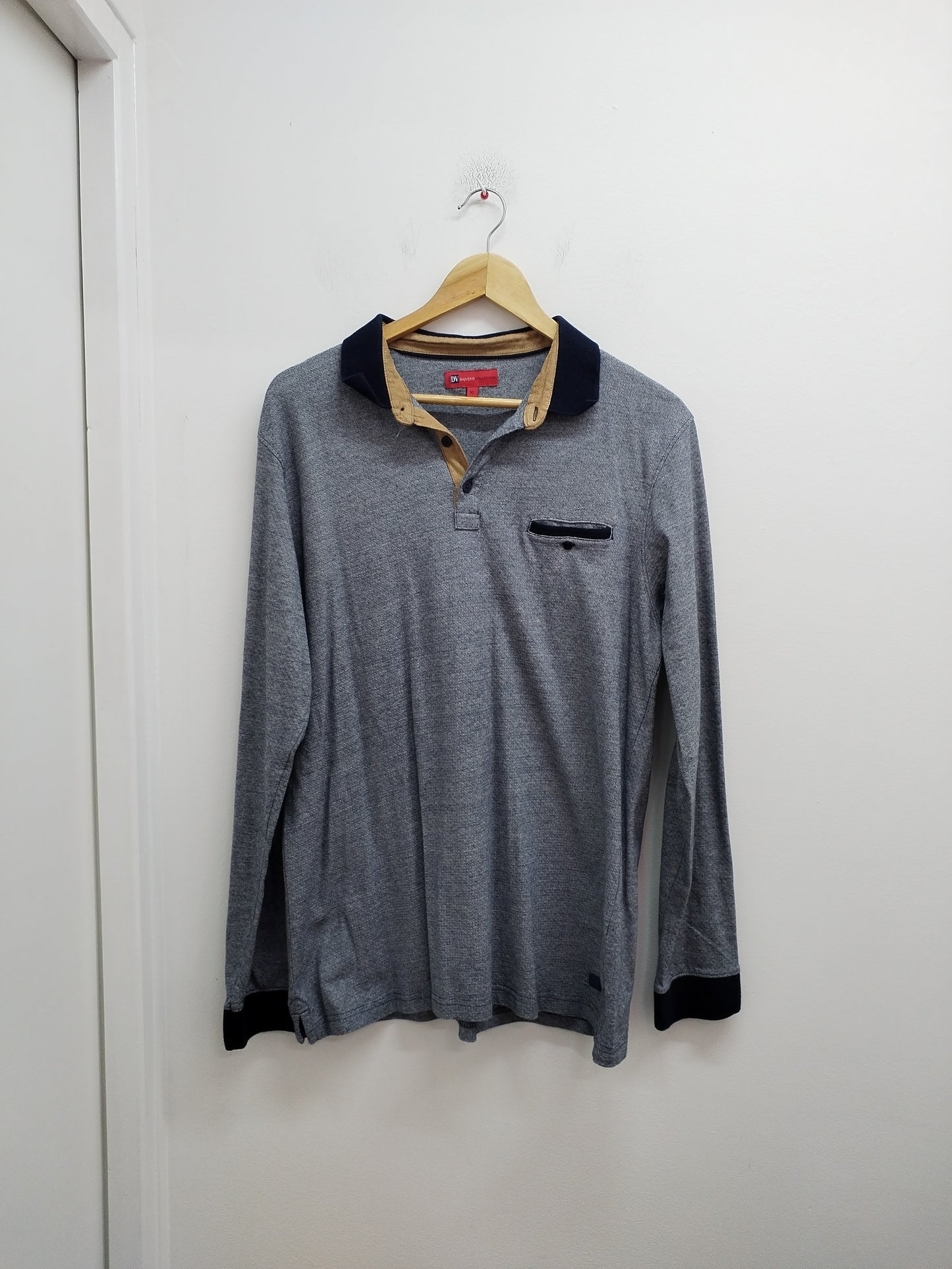 Polo manches longues Davero Collection marine et blanc Taille XL