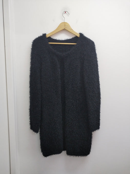 Gilet long maille poilue Grain de Malice noir Taille L