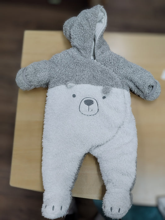 Combi Pilote Pat et Ripaton grise et blanche Taille 3 Mois