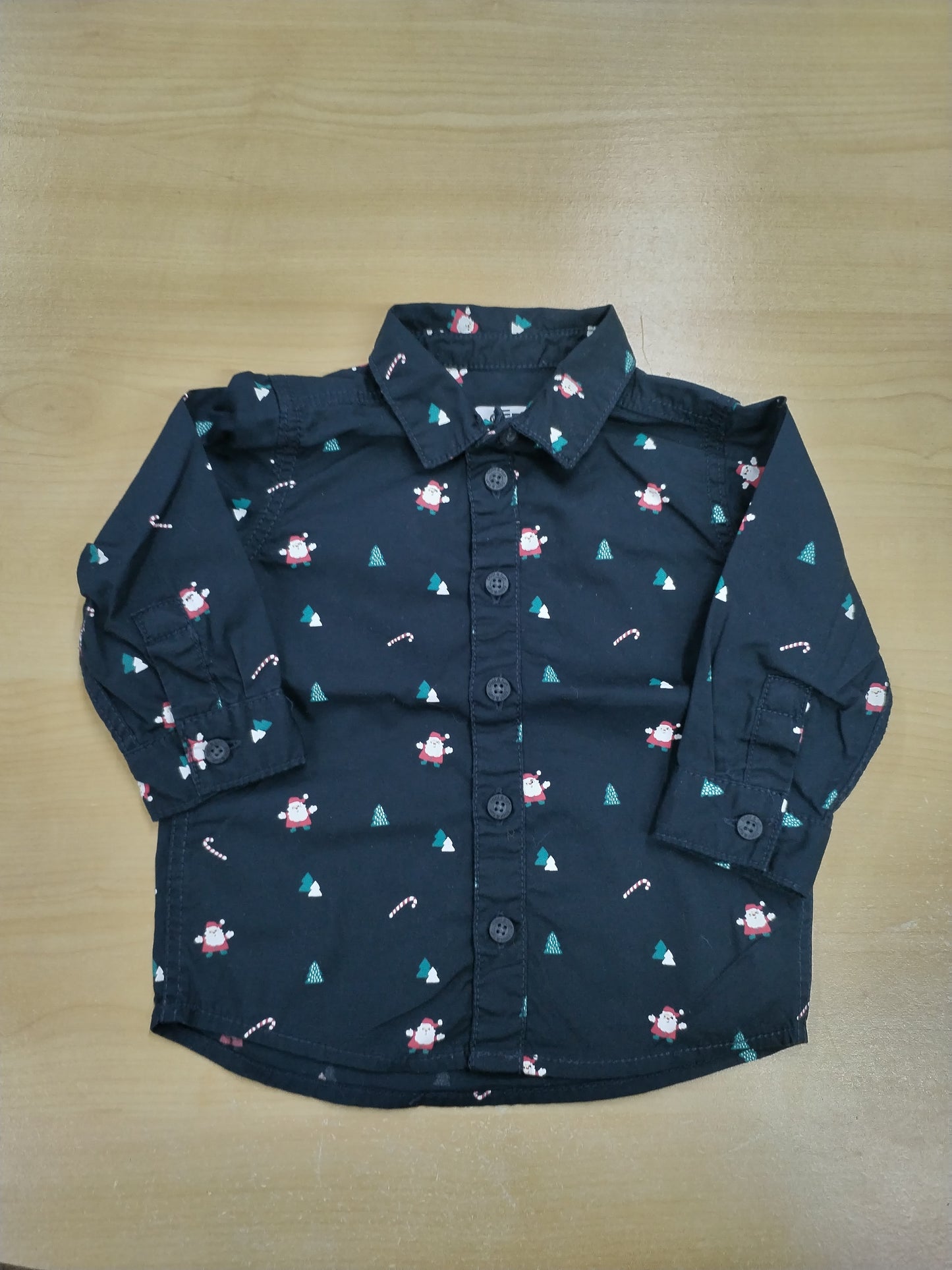 Chemise de Noël Gémo noire à motifs Taille 6 Mois