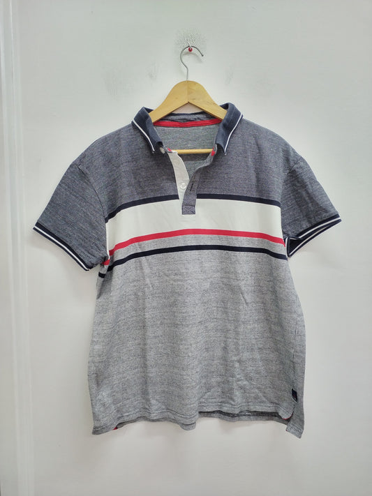 Polo QTBK gris et blanc rayé Taille M