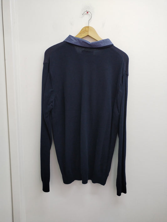 Pull avec col chemise Armand Thiery marine Taille XL