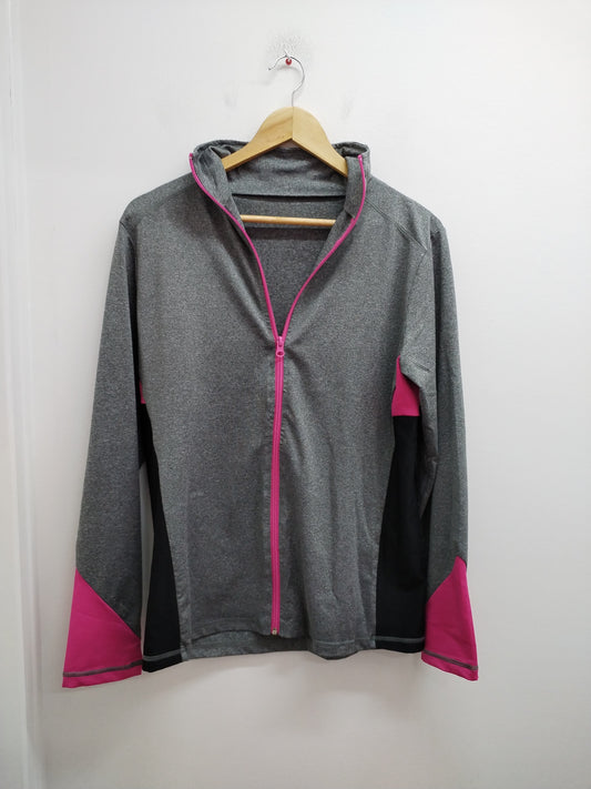 Veste de sport zippée grise, noire et rose Taille L
